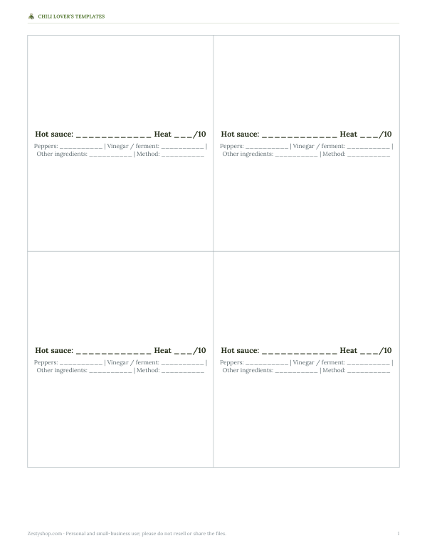 Preview of Printable Recipe Cards PDF